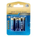 Alkaline-Batterie LR14 (C) 1,5 V, im 2er-Pack, ideal für elektronische Geräte und Spielzeug, die zuverlässige Energie benötigen.