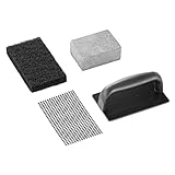 Navaris Bratpfannen und Grill Reinigungs-Set - 32teiliges Reinigungsset für Flache Ober- und Grillflächen - Scheuer Schwamm und Sieb Set für Wok