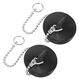 Heclia Abflussstopfen 2 Stück Wannenstöpsel Gummi-Abflussstöpsel mit Kette und Aufhängeringen Badewannenstöpsel mit 38,1 cm Langer Edelstahl-Perlenkette Spülbeckenstöpsel für Badezimmer Waschküche