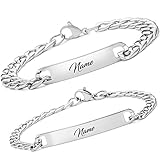 BAVELA Personalisierte Armbänder mit Gravur | Edelstahl Pärchen Armband mit Wunschgravur | Partnerarmband für Paare | Partnerarmbänder in Silber und Schwarz