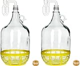 lilawelt24 2 x Set 5L Flasche +Gummistopfen + Gärröhrchen Gärballon Weinballon Gärbehälter/brauen/Wein Machen/Glasflasche