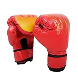 Boxhandschuhe Kinder 3–10 Jahre – Kinder Boxhandschuhe für MMA, Muay Thai, Kampfsport, Kickboxen & Sparring – Junior Boxing Gloves mit Flammen-Design & Handgelenkschutz, Rot