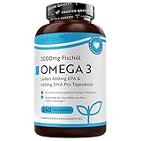 Omega 3 Kapseln Hochdosiert 2000mg Fischöl Kapseln mit 660mg EPA un 440mg DHA Unterstützt die Gesundheit von Herz, Gehirn und Augen (EFSA) 240 Weichkapseln für 4 Monate bei Nutravita