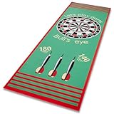 BigDean Dartteppich Bulls-Eye mit offiziellem Spielabstand 80x235 cm - Dartmatte rutschfest mit Abwurf-Markierung - Perfekt zum Dart-Turnier Spielen
