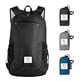 Naturehike Ultraleichter faltbarer Rucksack Wasserdichter Rucksack aus 30D-Nylon 18L Wanderrucksack Geeignet zum Spazierengehen, Wandern, Radfahren, Sport, Kurztrips Schwarz