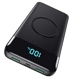 Wireless Powerbank Schnellladen 26800mAh, Power Bank 25W PD3.0+QC4.0, 15W Wireless Charger Powerbank 4 Outputs USB C Externer Akku mit LCD Display Kompatibel mit iPhone Huawei Samsung iPad Oppo Xiaomi