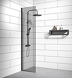 Badplaats B.V. Duschwand Rizani 40 x 200cm Glas Duschabtrennung Schwarz - Walk-In Dusche Nano Duschtrennwand