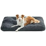 Feandrea Hundebett, Hundekissen, Flauschige Hundematte, Langer Plüsch, 110 x 73 cm, weiche Polsterung, maschinenwaschbar, Hundekorb, multifunktional, tragbar, dunkelgrau PGW203G02