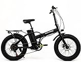 Italia Power - Off Grid Unisex-Adult, E-Bike Quark 20', Fat Elektrofahrrad, Erwachsene Klappbares, schwarz, m