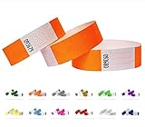 1000 Eintrittsbänder aus Tyvek - Party Einlassbänder, Securebänder, Festival Armbänder, Kontrollbänder für dein Event (Neon Orange, 1000 Pack)