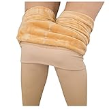 Strumpfhosen FüR MäDchen Perfekt Beine abnehmen Gefälschte durchscheinend wärmende Thermo Strumpfhose für Damen Plüschstrümpfe Pantyhose Warmer Leggings Sport Tight (Beige, One Size)