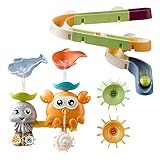 OR OR TU Badewannenspielzeug Badespielzeug Baby ab 1 2 3 4+ Jahre, Wasserspielzeug Kinder Saugnapf Spielzeug Baby Murmelbahn Badewanne Wassermühle Rotierende Baby Bad Schwimmen Spielzeug