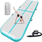 airtrack matte mit elektrischer Luftpumpe 10cm hoch 3M Tumbling Matten Aufblasbare turnmatte Matte gymnastikmatte Yogamatte Camping Trainingsmatte, Grün