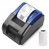 Bisofice Bondrucker 58mm Bondrucker Thermodrucker Belegdrucker mit 1 Rollen Papier, Kompatibel mit Windows/Linux/Android/iOS,Unterstützung ESC/POS-Befehl