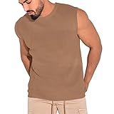 Waffel Tanktop für Herren T-Shirt Herren Slim Fit Sommer Fitness Tee Shirt Rundhals Ausschnitt Basic Männer T Shirt Top Kurzarmshirt
