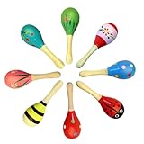 CATOR 8 Stück Maracas, maracas Holz Rassel für Musikunterricht Professionelle, holzrassel baby Rassel Musikinstrument Rasseln für Hochzeitsgeschenke, Holzrassel für Musikalische Früherziehung