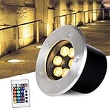 THEGA Unterwasser-Einbauleuchte – RGB-Tauchleuchte, 12V/220V Mit Fernbedienung, Wasserdichte Teichbeleuchtung Aus Edelstahl IP68, Dekorative Unterwasser-Gartenbeleuchtung(6w(12V))