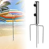 Sonnenschirmständer mit Rasendorn, Erdspieß Sonnenschirm mit 4 Heringen, Strand SonnenschirmstäNder füR Sand Abnehmbar Einstellbar, Einstellbar Sonnenschirmhalter für Angeln,Garten,Strand Camp