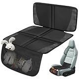 Kindersitzunterlage Auto, Sitzschoner A-uto Kin-dersitz für ISOFIX, Autositzschoner Kindersitz mit Netztaschen, Rutschfester Autositzschoner Kindersitz, Universell Sitzschoner Auto Kindersitz