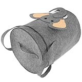 Sewroro Aufbewahrungskorb aus Filz mit Deckel Großer Spielzeugkorb Tragbarer Wäschekorb für Schlafzimmer Babyzimmer Cartoon Motiv Elephant
