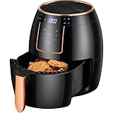 Iceagle Heißluftfritteuse 5.5L XXL - Heissluftfriteuse Airfryer mit Digitalem LED-Touchscreen - Heisluftfritöse mit 8 praktische Automatikprogramme, Timer, 1300 W, Schwarz