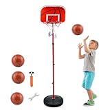 Basketballkorb und Stand Kinder, AolKee Tragbarer 50CM-150cm Mini Basketballkorb Kinder, Verstellbarer Basketballkorb Indoor Outdoor, mit 3 Ball, Netz, Pumpe