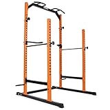 SportPlus HG-20 Power Rack mit Klimmzug-Station, Dip-Station, Langhantelablage, Haltevorrichtungen zur Ablage von Gewichten, stabile und Massive Stahlrohrkonstruktion, Power Cage