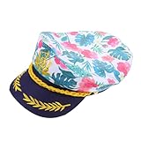 Cabilock Kapitänsmütze für Atmungsaktive Matrosenhut für Jungen und Mädchen Kostümzubehör für Sommerpartys und Cosplay Weiß mit Druck