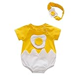 Generisch 18 Monat Baby Körper Anzüge Patchwork-Mädchen Jungen Haarband Infant Stramper Eier Kleidung Mädchen Strumpf- & Jumphat Langarm Bodys Mädchen (Yellow, 18-24 Months)