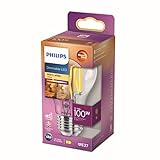 Philips LED Classic E27 Filament Lampe Warm Glow (100 W), dimmbare LED Lampe mit warmweißem Licht, energiesparende Lampe mit langer Nutzlebensdauer