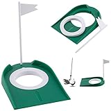 Vuteukis Golf Putting-Matte zum Üben Golf-Übungs-Putter-Pad Golf Putting Cup aus Kunststoff für Drinnen und Draußen Übungshilfen mit Verstellbarem Hole und Flagge