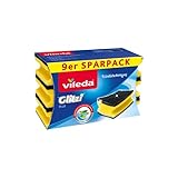 Vileda Glitzi Plus Topfreiniger, Spülschwamm für die Küche, Schwamm mit antibakterieller Wirkung, saugstark, 9er Pack