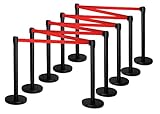 Stagecaptain PLS-200B Absperrständer Personenleitsystem 5 Paar (10 Stück Absperrpfosten, Hotel, Ausstellung, Flughafen, Vip, roter Teppich, Absperrband rot) schwarz