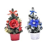 GOOHOCHY 2St weihnachtsdeko Weihnachten deko esstisch deko Mini-Sisalbäume weihnachtlich geführter Baum Schreibtischaufsatz scheinen Modell Geschenk Kleiner Weihnachtsbaum Desktop-Baum