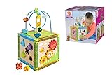 Eichhorn 100002235 buntes Spielcenter, Motorikwürfel mit Motorikschleife, Uhr, Motorikspiel, Drehspiel und 5 Steckbausteine, für Kinder ab 1 Jahr, Größe: 20x20x36 cm