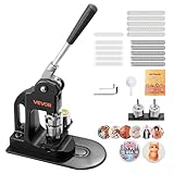 VEVOR Buttonmaschine 25 mm, Knopfmachermaschine mit 500 Buttonrohlingen & Kreisschneider & Sechskantschlüsseln & Anleitungsbuch & Ergonomischem Griff, für DIY Anstecknadeln Abzeichen Schwarz