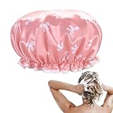 Duschhut für Damen, wasserdichte Duschhaube | Badewannen-Duschabdeckung, wiederverwendbarer Haarhut, dickes Badzubehör, Badekappe für Frauen für Spa,