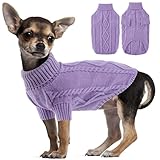 Strickwolle Hundepullover Hundemantel Hunde Weste Winter Warme Hundebekleidung für Kleine und Mittlere Hunde Teddy Chihuahua Shiba Dachshund Bulldog Purple S