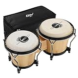 Eastar Bongo Trommel 6 Zoll/15.24 CM und 7 Zoll/17.78 CM Percussion Holzbongo mit Tasche, Natur (EBO-1)