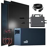 SUNNIVA® 1840W Balkonkraftwerk mit 2,01 kWh Speicher TSUN TSOL-DCU2000Lite, BIFAZIAL FULLBLACK komplett Steckdose, PV Solaranlage Komplettset mit Solarspeicher,4x 460W N-Type Glas-Glas Bifacial Module