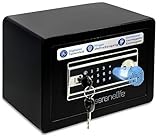 SereneLife 18L Tresor, Safe Für Zuhause Feuerfest & Wasserdicht, Digitaler Heimtresor mit Zugriff per Fingerabdruck, Möbeltresor mit Code & Schlüsseln, Safe Box für Wertsachen, Bargeld, Schmuck, Gold