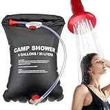 FiTspi 20 l Solar-Duschtasche, tragbare Camping-Heißwasser-Badetasche mit abnehmbarem Schlauch und Ein-Aus-Schaltduschkopf für Camping, Strand, Schwimmen, Outdoor, Reisen