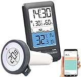 infactory Pool Thermometer WLAN: Smartes WLAN-Teich- & Poolthermometer, Funk-Empfänger, App, IP67 (Pool Thermometer WiFi)