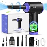 CLEVAST Elektrische Staubgebläse, 3 in 1 Druckluftspray, 3-Gang 110000 U/min Electric Compressed Air Duster mit 7800mAh Akku, PC Reinigungsset mit LED-Licht für Laptop, Sofa, Auto