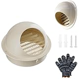 150mm Beige Edelstahl Lüftungsgitter, Wandentlüftung Mit Rückstauklappe, Runden Abluftgitter Mit Wetterschutzgitter, Für Bad Küche Garage Wohnmobil(160mm)