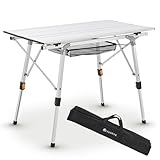 Juskys Campingtisch Picco - Aluminium Tisch 90 x 52 cm leicht, klappbar, höhenverstellbar - Camping, Garten - Outdoor Klapptisch - Gartentisch Silber