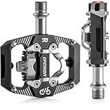 LYCAON Fahrradpedale für SPD, MTB Pedal CNC Aluminiumlegierung 3 Abgedichtete Lager Doppelfunktion Flach und Klickpedal, CR-MO Spindel Fahrrad Pedal für 9/16' BMX Fahrrad Mountain Road Bike