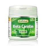 Beta Carotin, 10.000 i.E, 180 Tabletten, hochdosiert - Vorstufe von Vitamin A (Augen, Haut). Vegan.
