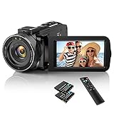 IXNAIQY Videokamera Camcorder, 1080P 30FPS, 36MP, Vlogging Kamera, für YouTube, Nachtsicht, 3,0'' IPS-Bildschirm, 16X Digital Zoom, mit Fernbedienung, 2 Batterien