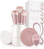 Make-up Pinselset Luvia, Prime Vegan Pro - Candy, 7 Schminkpinsel inkl. Pinselaufbewahrung, Blender Schwamm & Reinigungsmatte Für Kosmetikpinsel, In Perlmutt & Perl-Rosa
